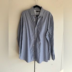 Banana republic non iron slim fit XL plaid blue white long sleeve button up